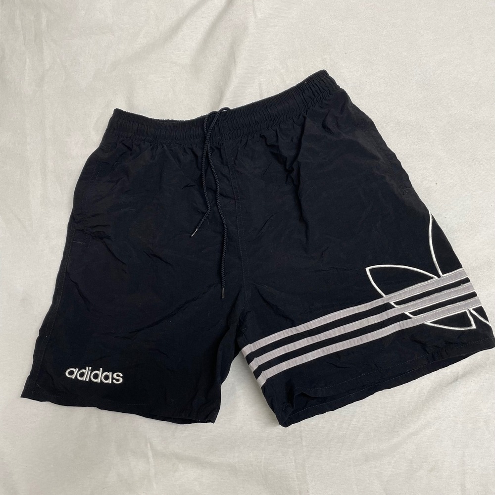 VTG Adidas Shorts Embroidered Big Trefoil 90s Unlined Athletic Black Size XL